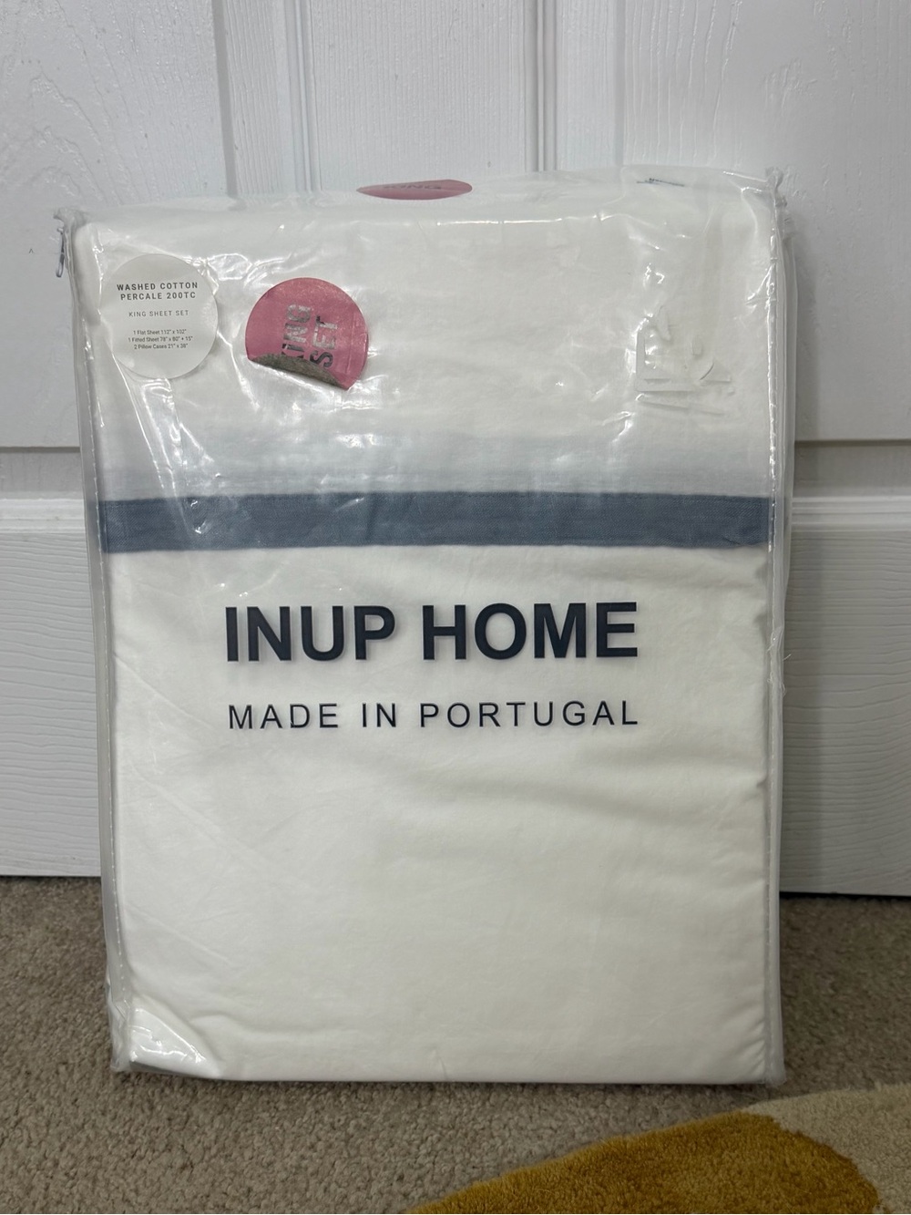 INUP HOME Washed Cotton Percale Sheet Set in White